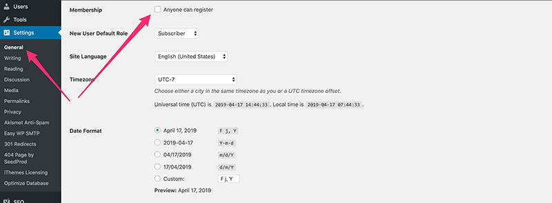 WordPress Settings